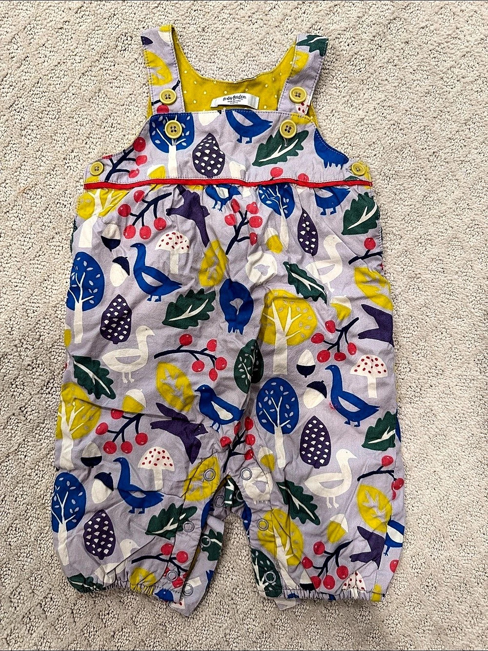 Baby Boden Printed Romper Purple & Yellow 3-6 Months